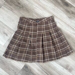 preppy brown plaid short skirt